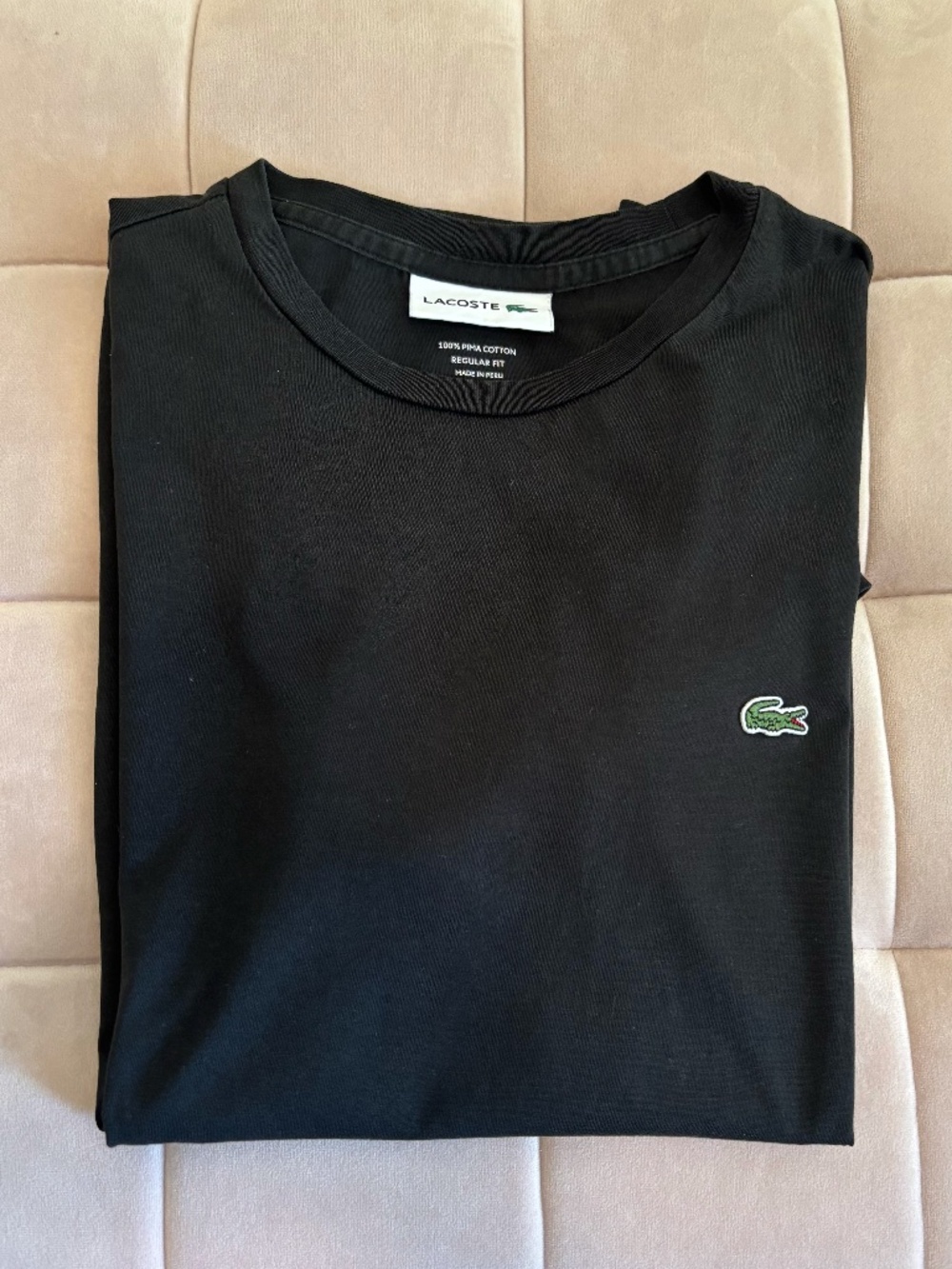 Lacoste Men's Crew Neck Pima Cotton T-Shirt in Black - Small